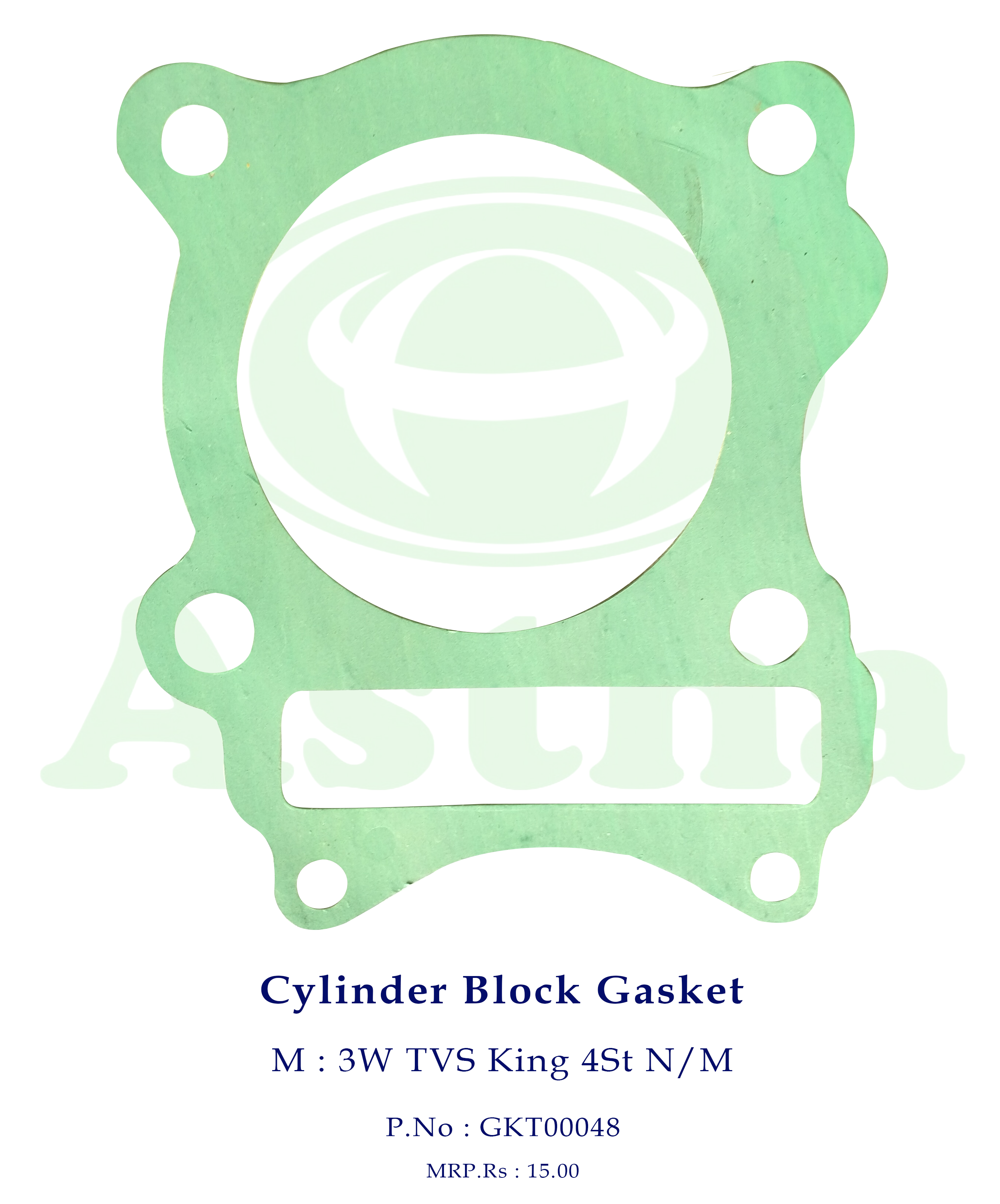 Gasket Cylinder Block 3W TVS King 4St